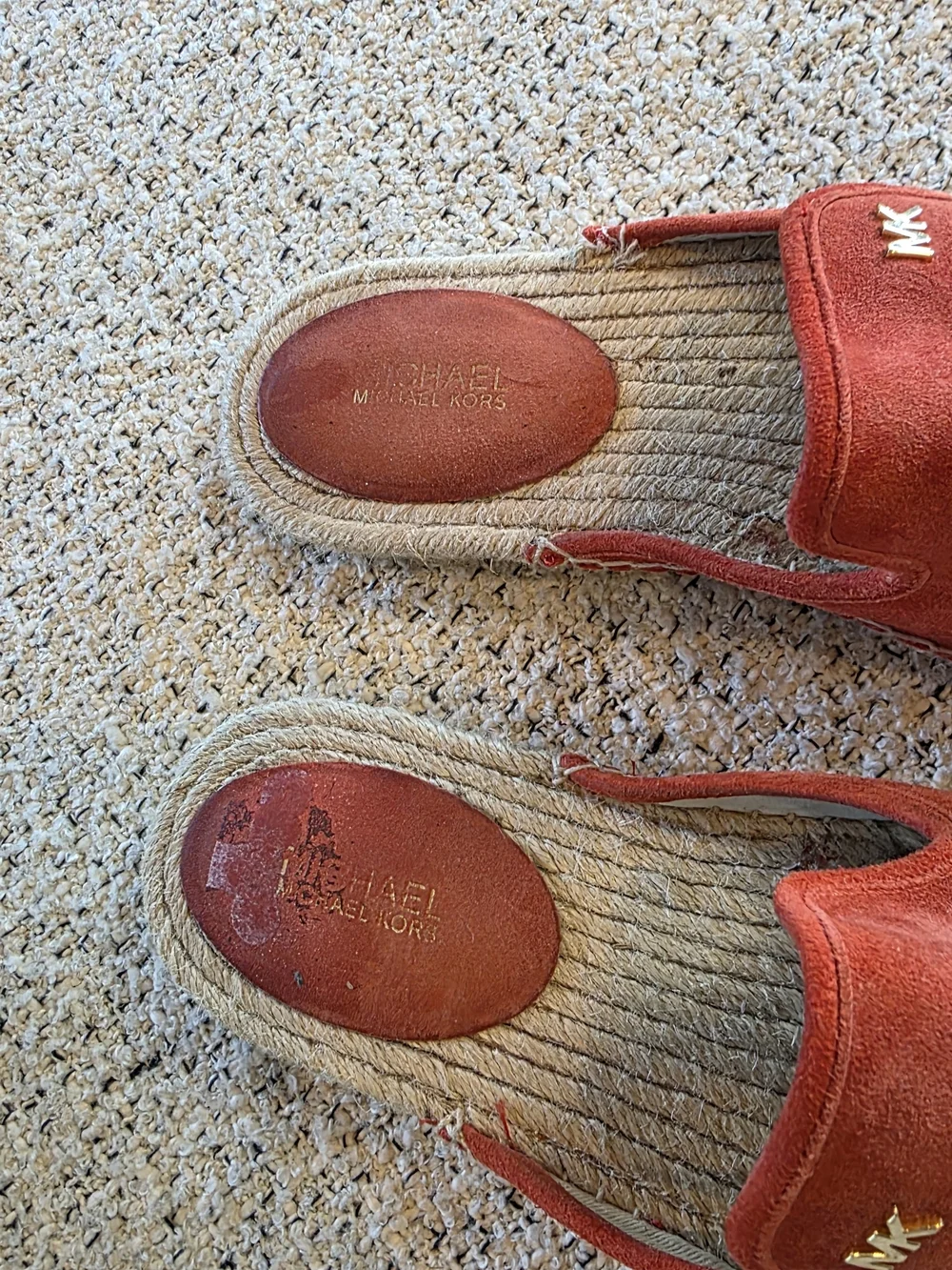 Michael Kors Coral Suede Leather Espadrille Mule Slides Slip On Shoes